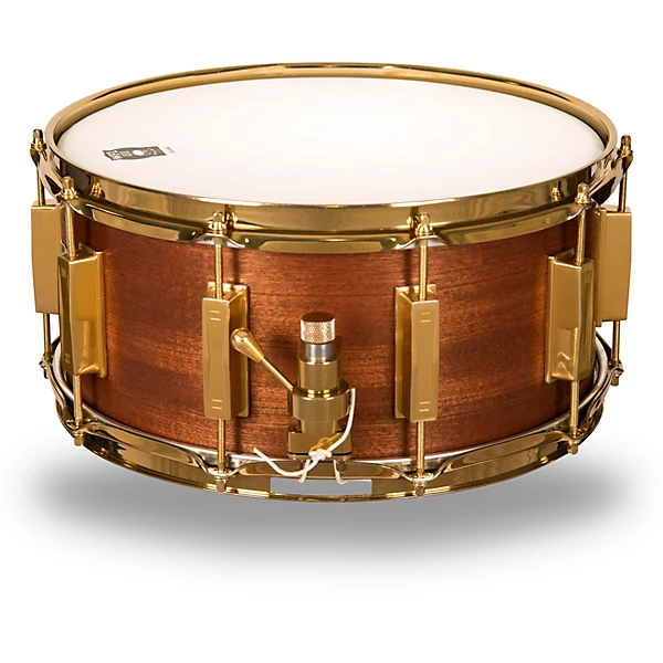 Classic Wood Mahogany Snare Drum with Gold Hardware