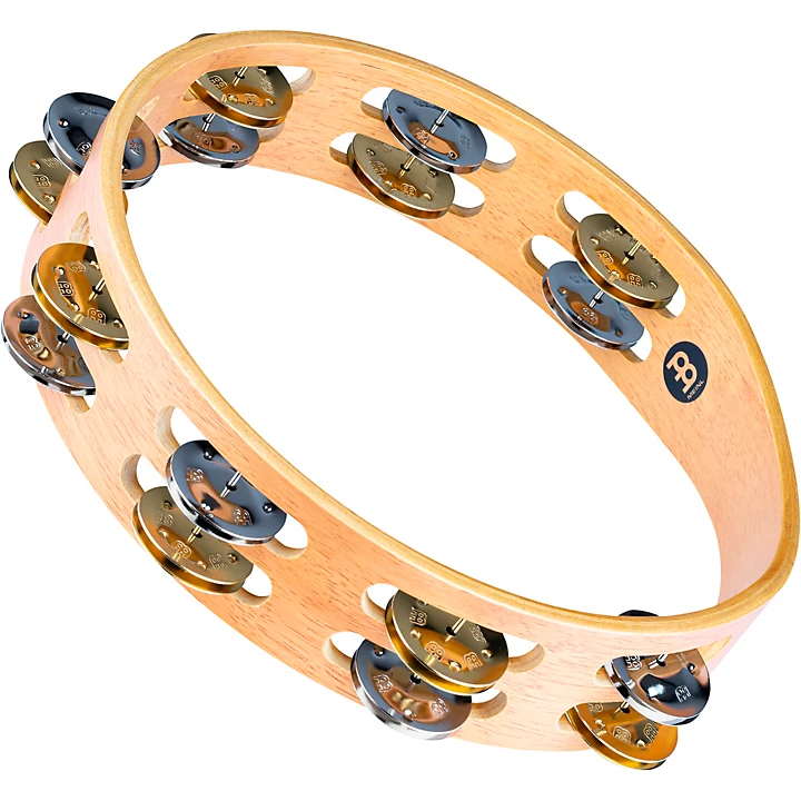 MEINL Recording Combo Wood Tambourine Two Rows Dual Alloy Jingles Super Natural