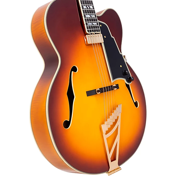 Excel EXL 1 Hollowbody Electric Guitar w Seymour Duncan Johnny Smith Mini Humbucker Dark Iced Tea Burst