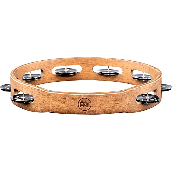 MEINL Wood Tambourine with Single Row Stainless Steel Jingles 10 in. Walnut Brown