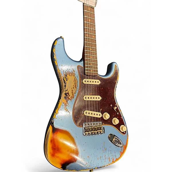 Fender Used Fender Custom Roasted 60s Stratocaster Heavy Relic blue over sunburst Solid Body Electric Guitar.gc