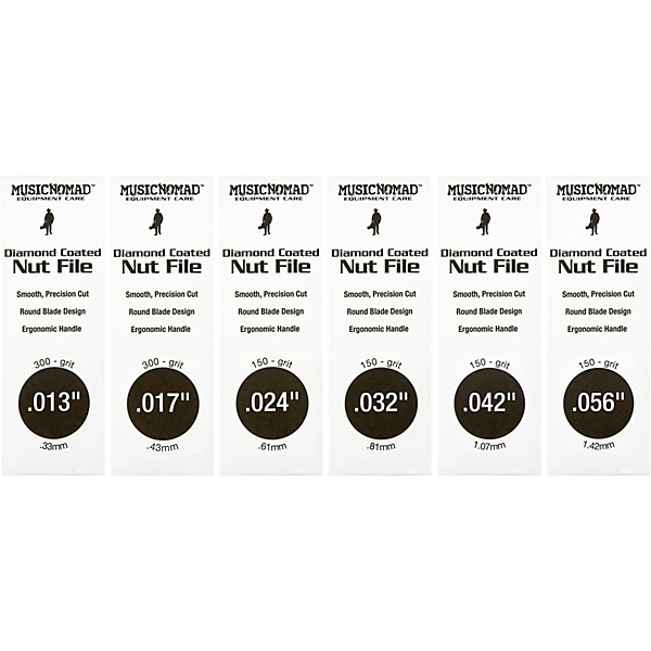 6 pc Acoustic Guitar Diamond Coated Nut File Set Light Medium Strings