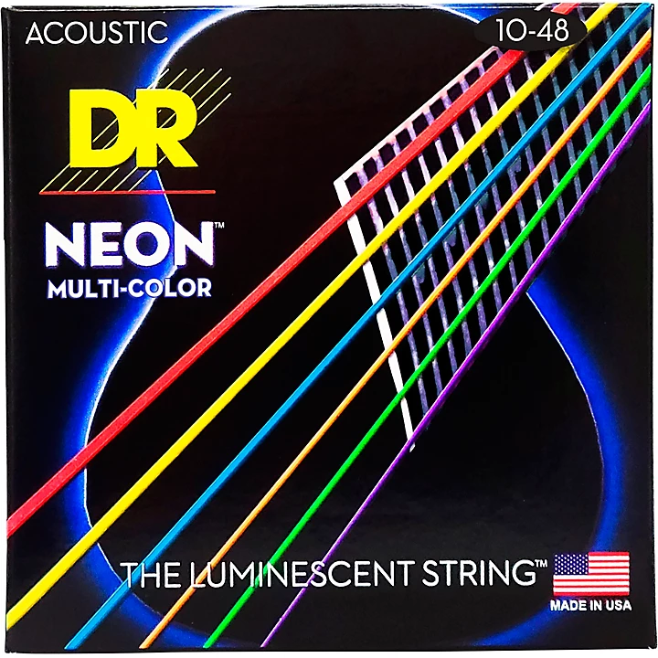 Hi Def NEON Multi Color Coated Lite Acoustic Guitar Strings
