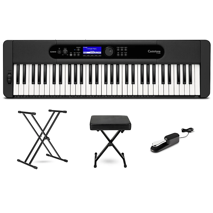 Casiotone CT S400 61 Key Portable Keyboard Essentials Bundle