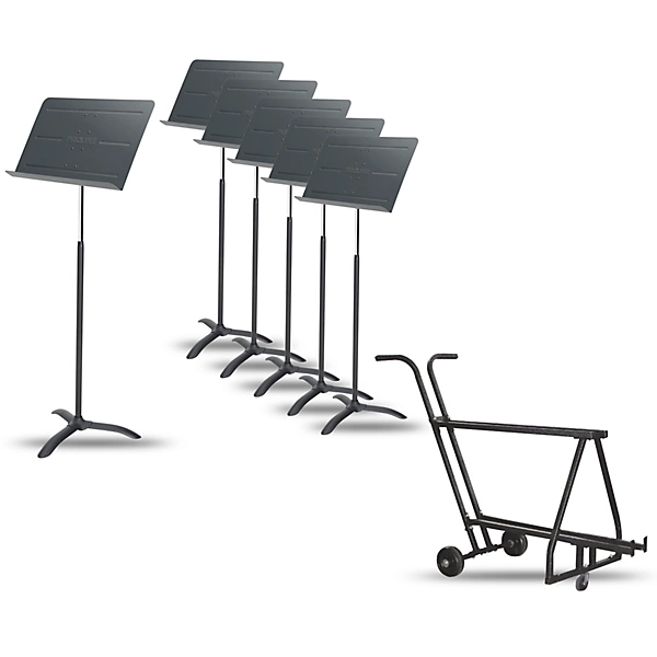 6 Pack Professional Orchestral Music Stand With Manhasset Music Stand Short Storage Cart Holds