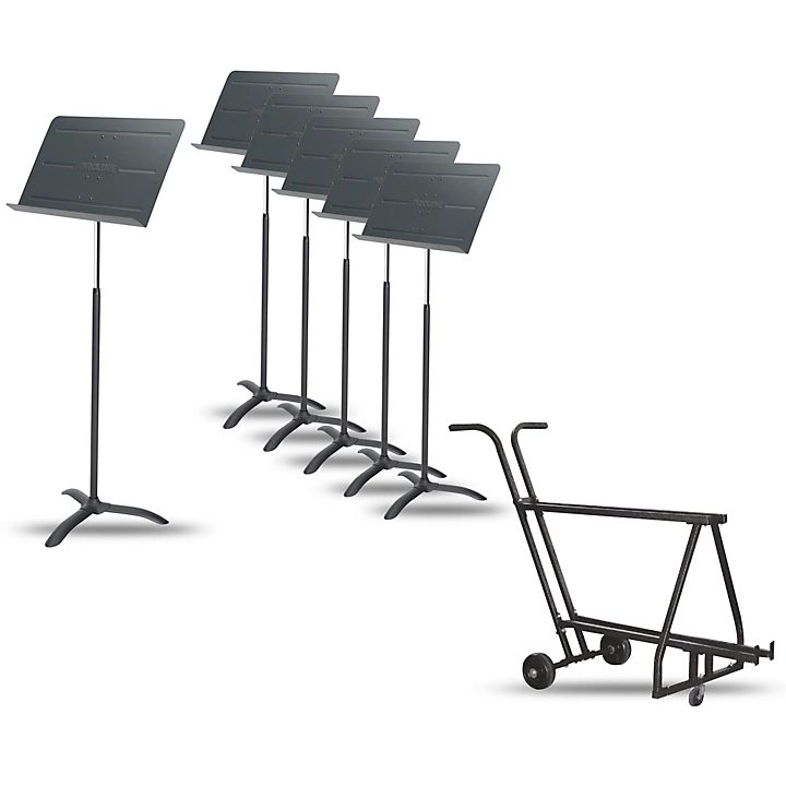 6 Pack Professional Orchestral Music Stand With Manhasset Music Stand Short Storage Cart Holds
