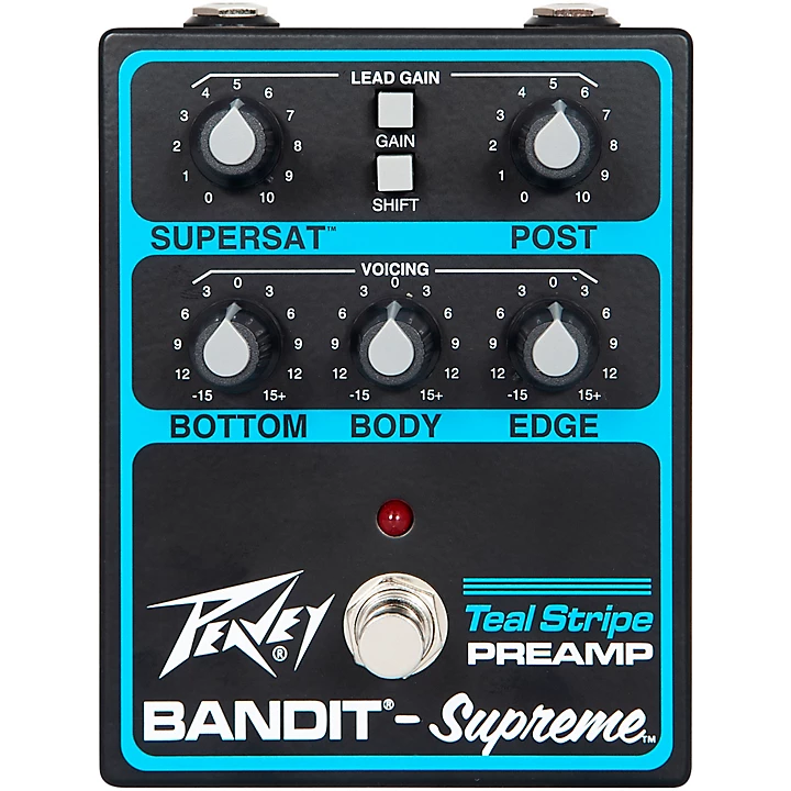 Peavey Bandit Supreme Teal Stripe Preamp Pedal Black and Teal