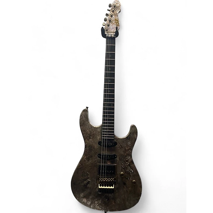 Used 2017 ESP Exhibition Limited Edition Snapper Blast Maziora Gold Leaf Solid Body Electric Guitar