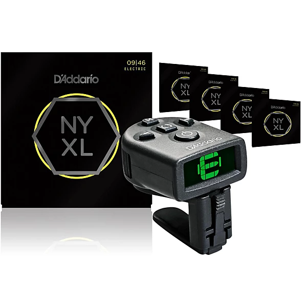 NYXL0946 Electric Guitar Strings 5 Pack with FREE NS Micro Headstock Tuner