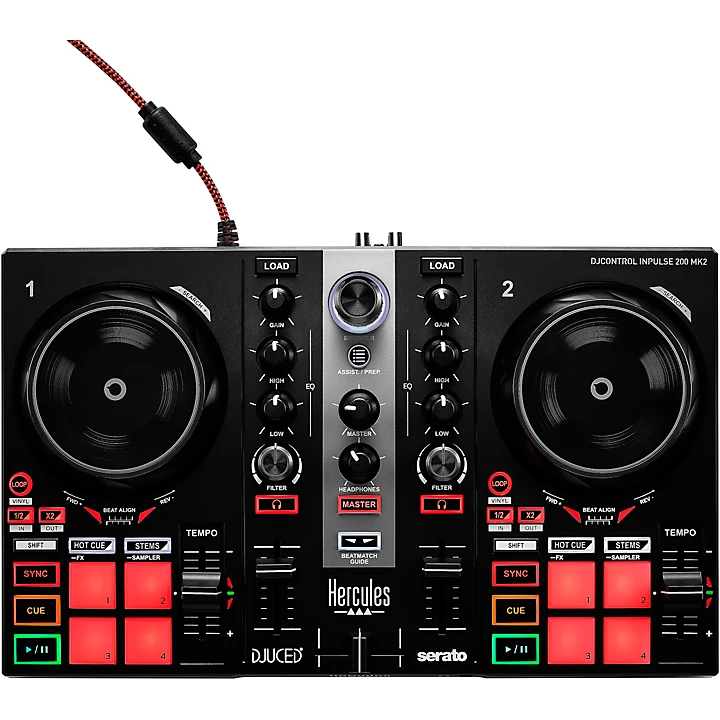 Hercules DJ DJControl Inpulse 200 MK2 2 Channel DJ Controller for Serato DJ Lite and Djuced Level 1 Black M02953004000001.gc