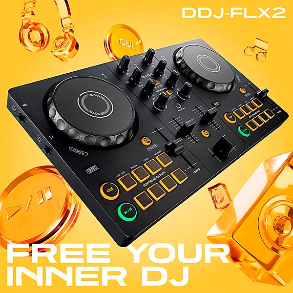 DDJ FLX2 Entry Level DJ Controller for rekordbox and Serato Black