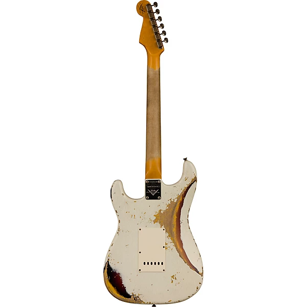 Fender Custom Shop Limited Edition '62 Stratocaster Heavy Relic Electric Guitar Aged Olympic White over 3 Color Sunburst