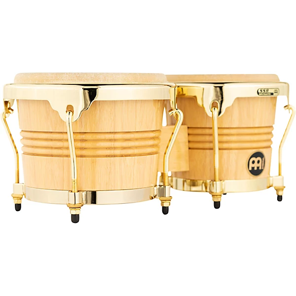 Rubber Wood Bongos with Gold Tone Hardware Natural