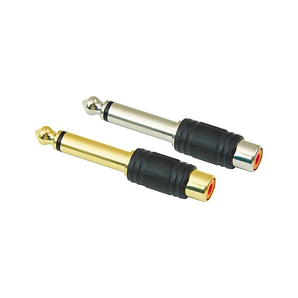 1 4 Male Mono to RCA Female Adapter Nickel