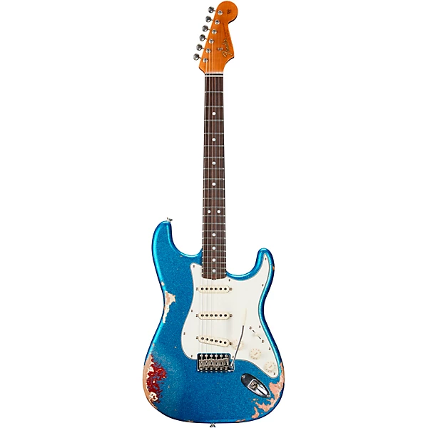 Fender Custom Shop Limited Edition Texas Stratocaster Heavy Relic Electric Guitar Blue Flake/Candy Apple Red/Aged Olympic White