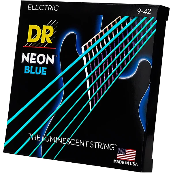 Hi Def NEON Blue Coated Light 9 42 Electric Guitar Strings