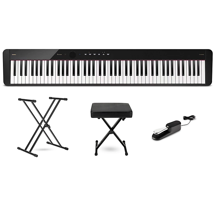 Privia PX S5000 88 Key Digital Piano Essentials Bundle Black