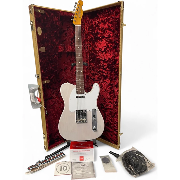 Used 2022 Fender Jimmy Page Mirror Telecaster White Blonde Solid Body Electric Guitar