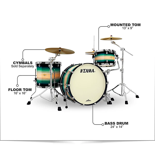 TAMA Starclassic Maple Exotix Pacific Walnut 3 Piece Shell Pack with Black Nickel Hardware and 24\