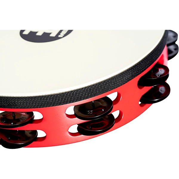 Touring Synthetic Head Wood Tambourine Two Rows Red