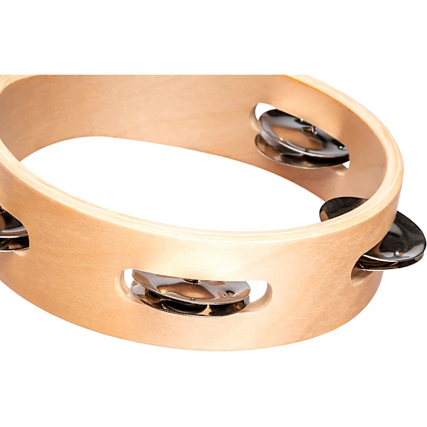 Nino Single Row Wood Tambourine, Natural 6 in.