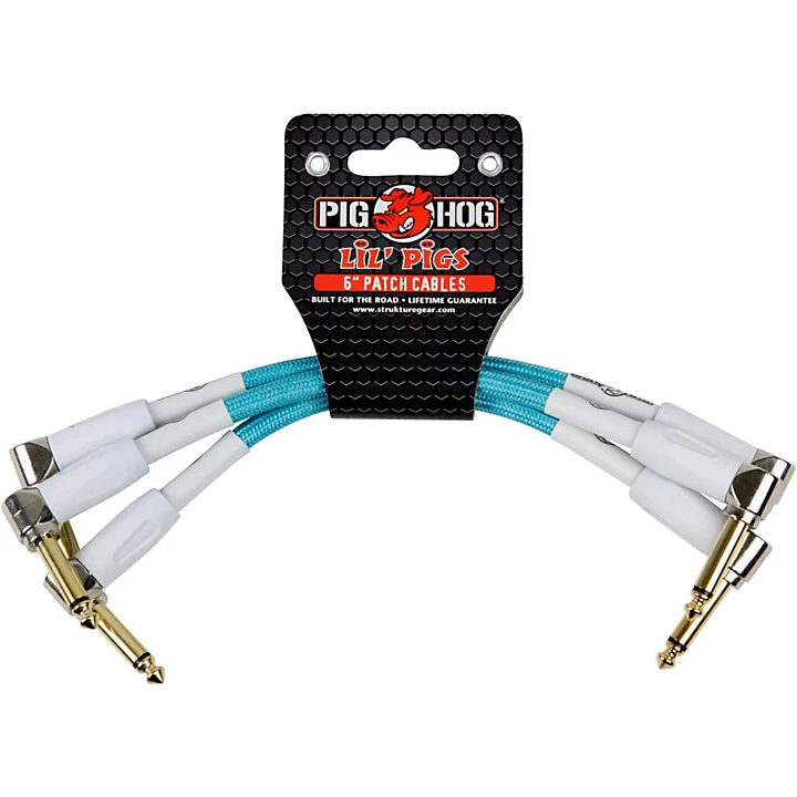 Instrument Cables Lil Pigs 6 in Patch Cables 3 Pack Daphne Blue