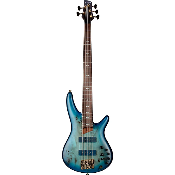 Ibanez Prestige SR6605 5 String Electric Bass Guitar Ghost Fleet Blue Burst