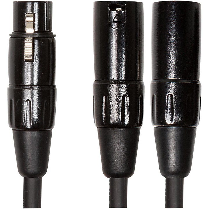 Black Series 6 XLR Female Dual XLR Male Y Interconnect Cable 6 in Black