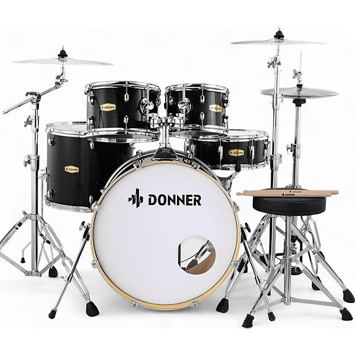 Donner Used Donner 5 Piece DDS 520 Black Drum Kit.gc