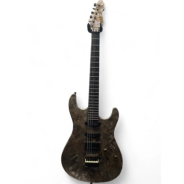 Used 2017 ESP Exhibition Limited Edition Snapper Blast Maziora Gold Leaf Solid Body Electric Guitar