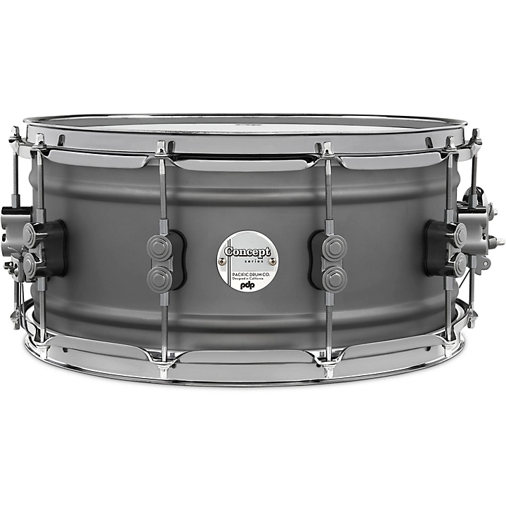 Concept Series Gun Metal Over Steel Snare Drum With Black Nickel Hardware
