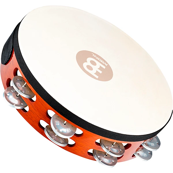 MEINL Goat Skin Wood Tambourine Two Rows Aluminum Jingles African Brown