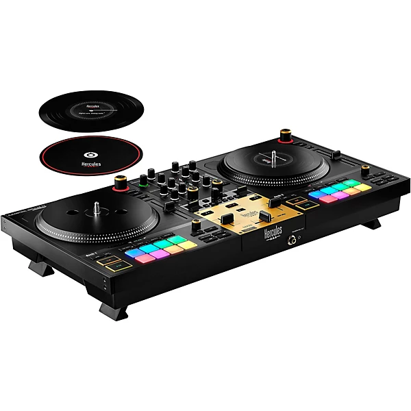 DJControl Inpulse T7 Premium Edition 2 Channel Motorized DJ Controller with Premium Fader Module and Travel Bag Gold