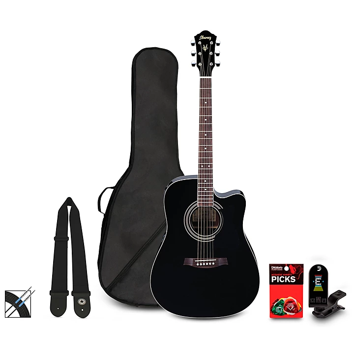 Ibanez V70CE Dreadnought Acoustic Electric Guitar Pack Black