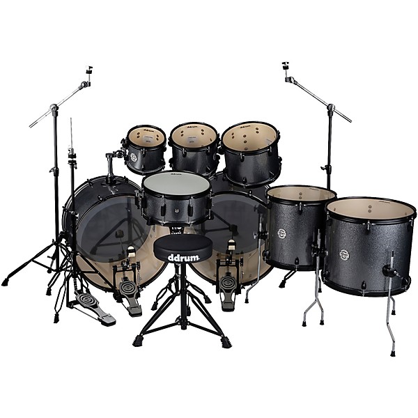 ddrum D2 8 Piece Double Bass Complete Kit With Black Hardware Dark Silver Sparkle