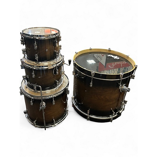 PDP by DW Used PDP by DW 4 Piece CONCEPT MAPLE EXOTIC SERIES WALNUT TO CHARCOAL BURST Drum Kit.gc
