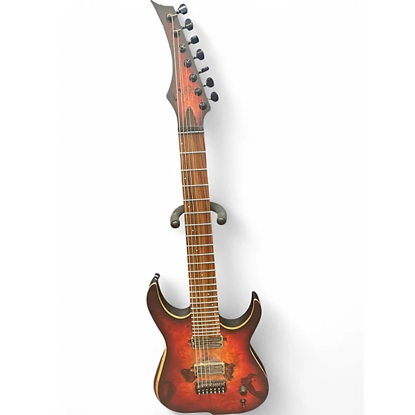 Used Skervesen Raptor 7 Crimson Red Burst Solid Body Electric Guitar