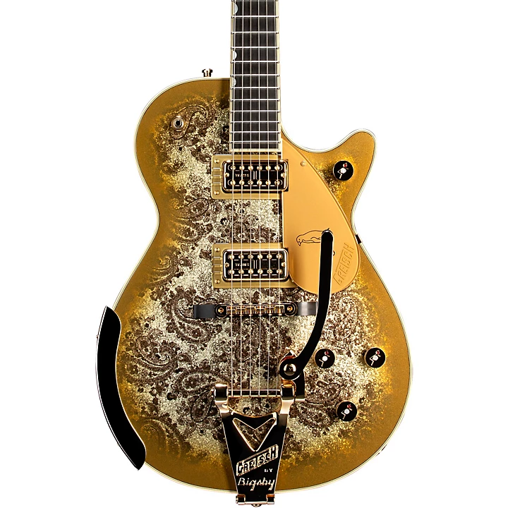 Gretsch Guitars G6134TG Limited Edition Paisley Penguin with String Thru Bisgby Electric Guitar Gold Paisley