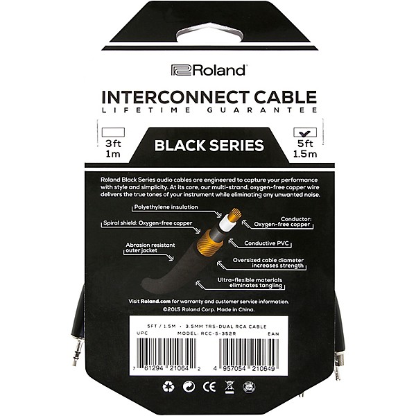 Black Series 35mm TRS Dual RCA Interconnect Cable 5 ft Black
