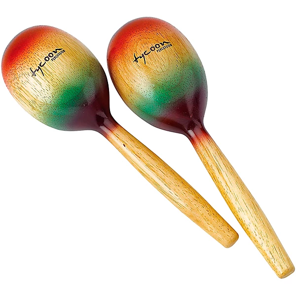 Tycoon Percussion Wooden Maracas   Rainbow Finish