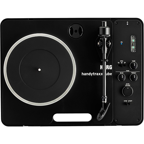 handytraxx tube J Limited Edition Portable Record Player with NuTube and Jico Clipper MM Cartridge Black Silver