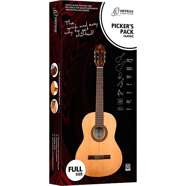 RPPC44 Full Size Nylon String Classical Acoustic Guitar Pack Natural
