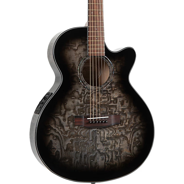 Mitchell MX430QAB Exotic Series Acoustic Electric Guitar Pack Midnight Black Edge Burst
