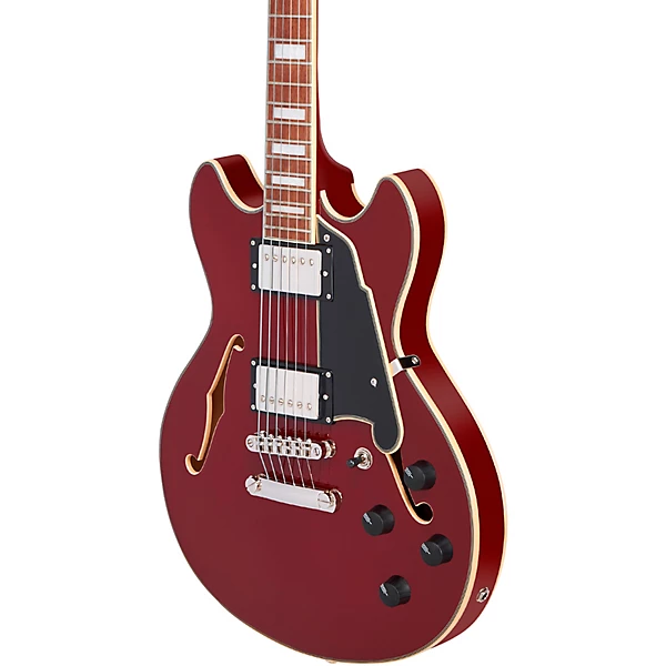 Premier Mini DC Semi Hollow Electric Guitar Burnt Red