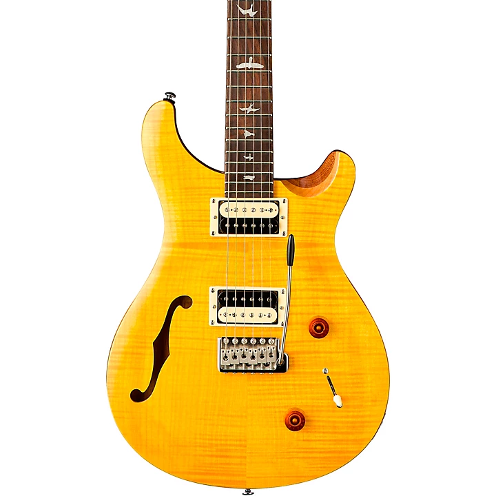 PRS SE Custom 22 Semi Hollow Electric Guitar Santana Yellow