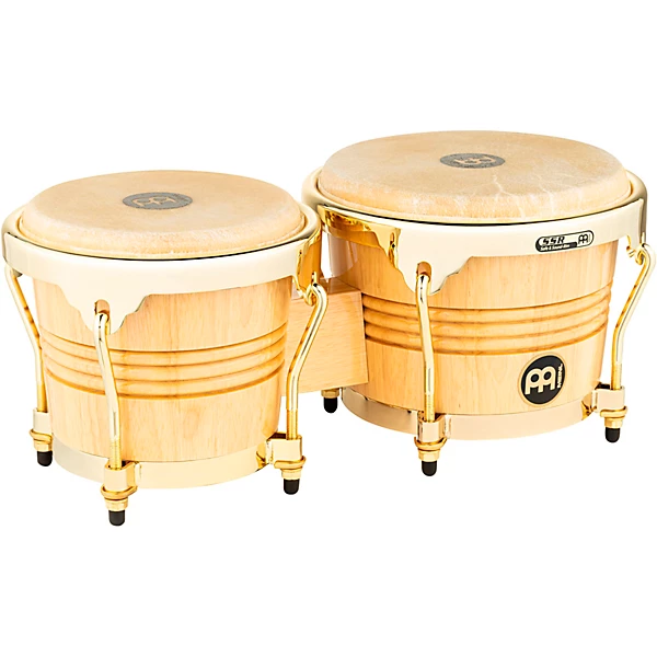 Rubber Wood Bongos with Gold Tone Hardware Natural