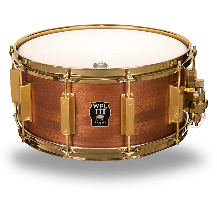 Classic Wood Mahogany Snare Drum with Gold Hardware