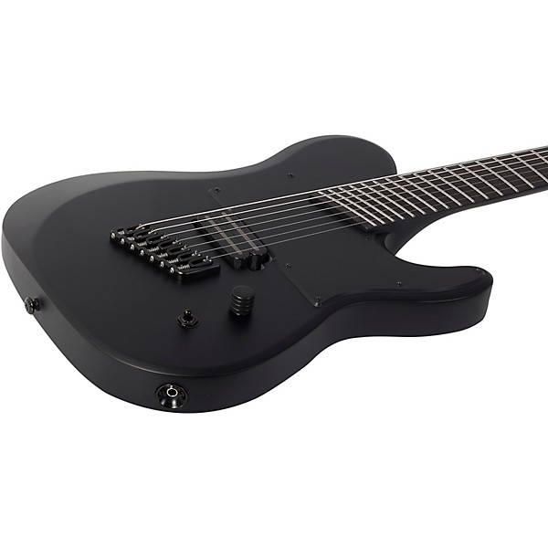 Schecter Guitar Research PT 7 MS Black Ops 7 String Electric Guitar Satin Black Open Pore