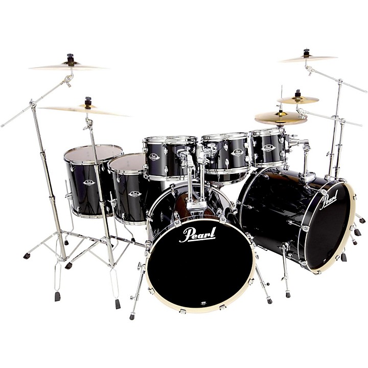 Pearl Export Double Bass 8 Piece Drum Set Jet Black