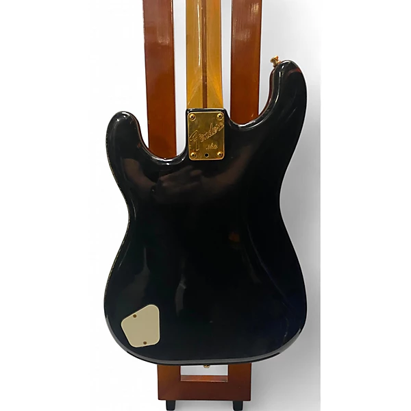 Vintage 1983 Fender Gold Elite Stratocaster Black Solid Body Electric Guitar